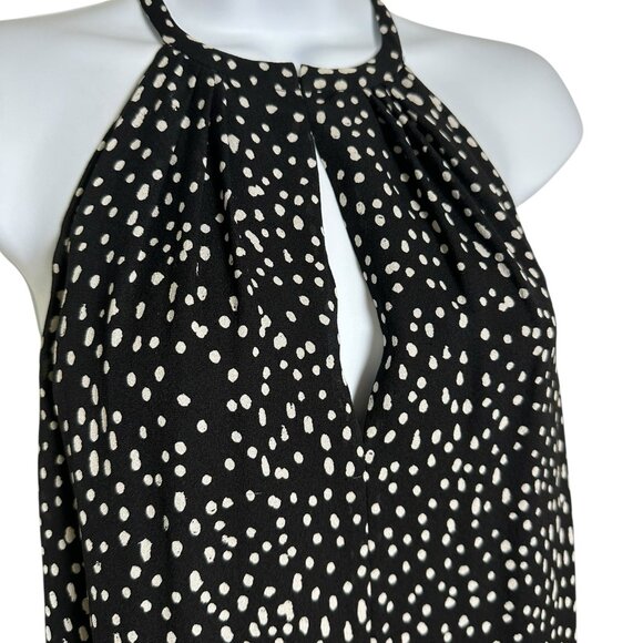 A.L.C. Women’s Sz 2 Sleeveless Black White Polka Dot Shift Lined Dress 100% Silk - Picture 5 of 13